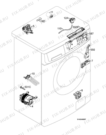 Взрыв-схема стиральной машины Rex Electrolux RWS10470S - Схема узла Electrical equipment 268